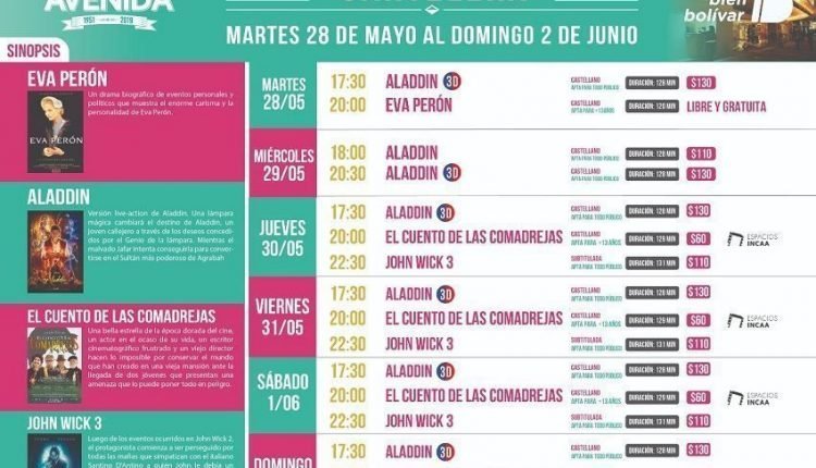 Cartelera del 28 de mayo al 2 de junio